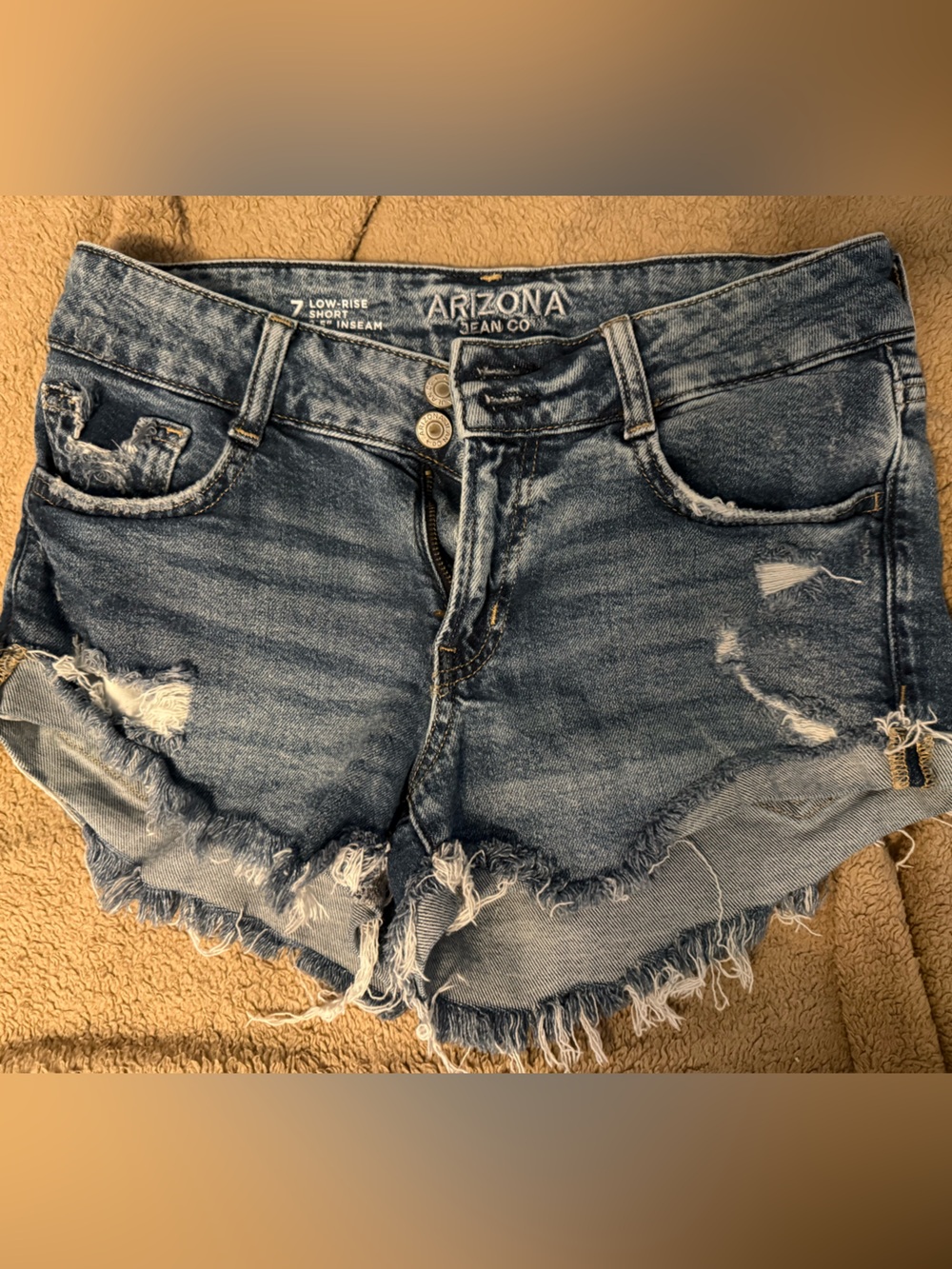 Arizona Jean Company Distressed Blue Denim Shorts